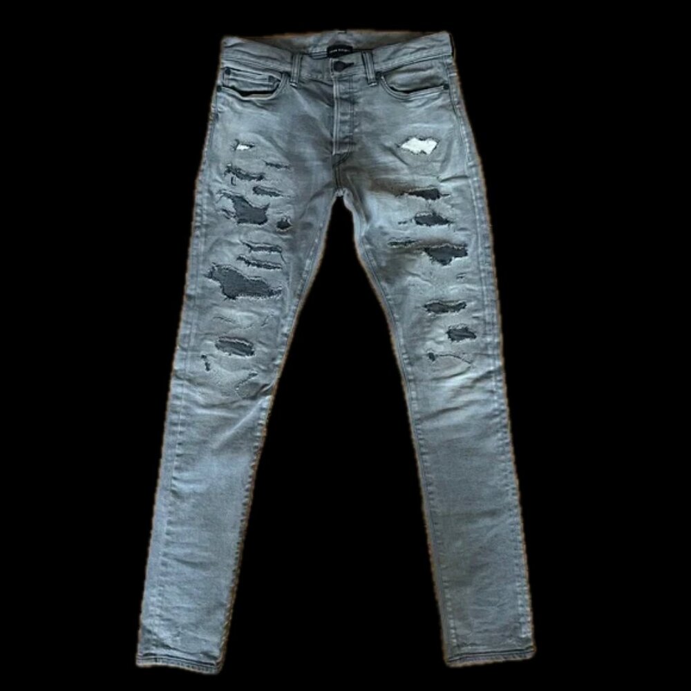 john elliott CAST 2 NWOT GRAY 30W Distressed Men Jeans Japanese Selvedge Denim